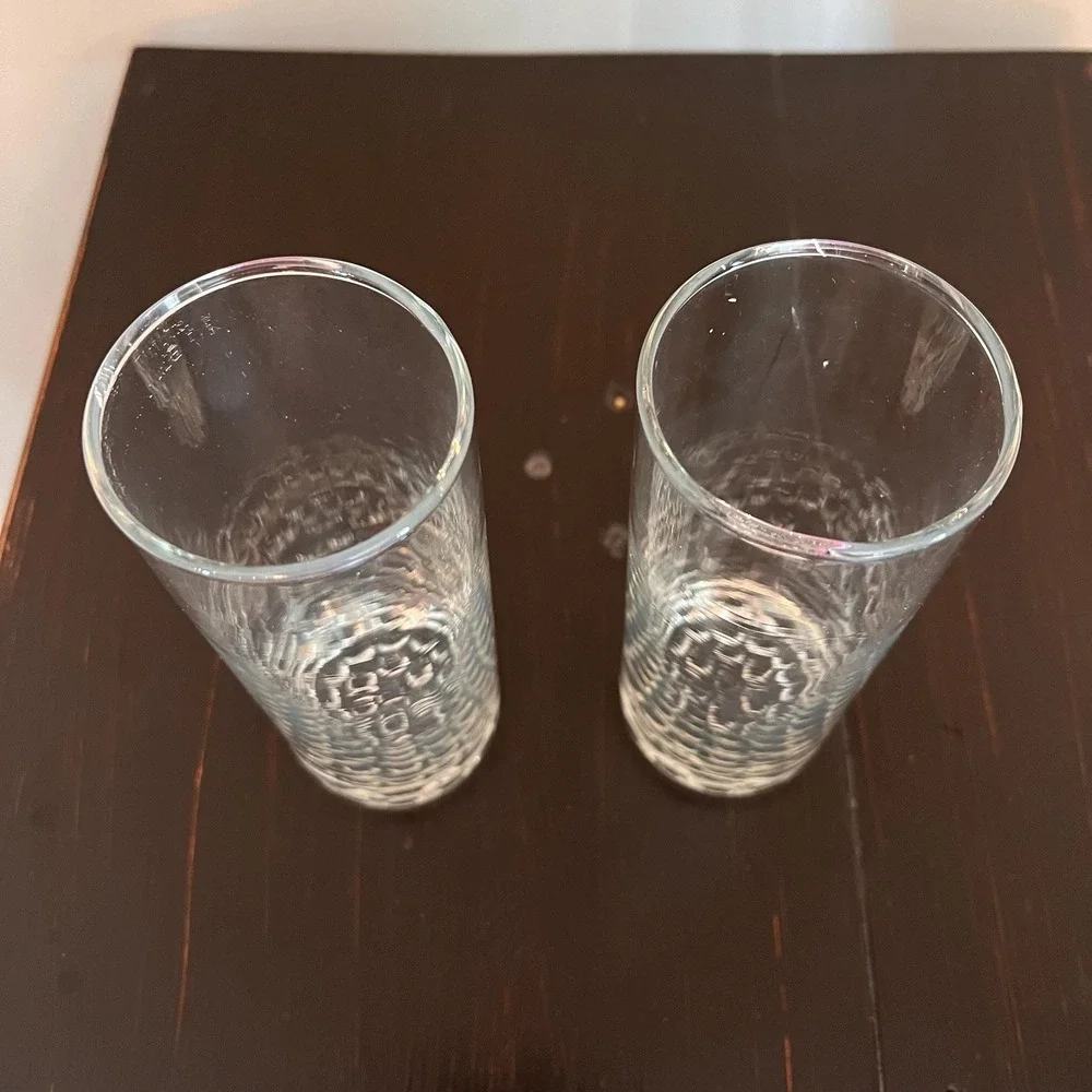VTG Heavy Bubble Base Highball Glasses Set of 2, Mid Century Modern goblets